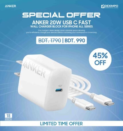 Anker 20W USB C Fast Wall Charger with Type C to C Cable